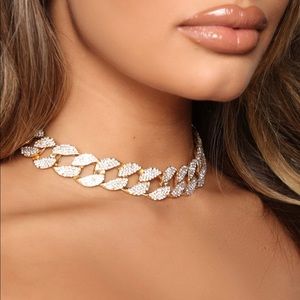 Faux Diamond Encrusted Gold Choker
